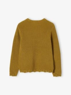Pull Volanté Maille Fantaisie Fille Kaki - Vertbaudet -Petite Modeuse pull volante maille fantaisie fille 4