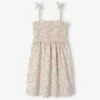 Robe à Bretelles Smockée Motifs Exotiques Fille écru - Vertbaudet