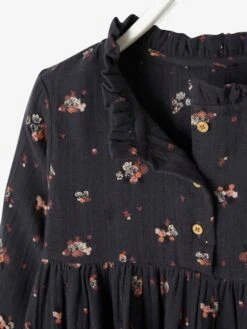 Robe à Collerette En Gaze De Coton Fille Caramel - Vertbaudet -Petite Modeuse robe a collerette en gaze de coton fille 2