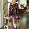 Robe à Collerette Imprimée Fleurs Fille Dark Prune Imprimé - Vertbaudet