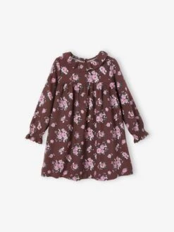 Robe à Collerette Imprimée Fleurs Fille Dark Prune Imprimé - Vertbaudet -Petite Modeuse robe a collerette imprimee fleurs fille 2