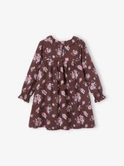 Robe à Collerette Imprimée Fleurs Fille Dark Prune Imprimé - Vertbaudet -Petite Modeuse robe a collerette imprimee fleurs fille 3