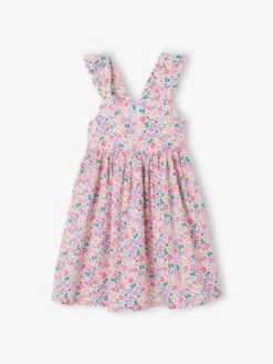 Robe à Fleurs Bretelles Volantées Fille Vert Imprimé - Vertbaudet