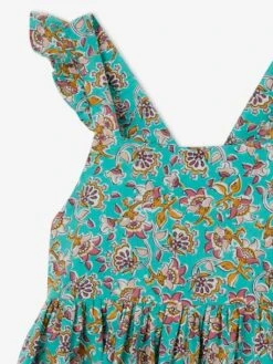 Robe à Fleurs Bretelles Volantées Fille Vert Imprimé - Vertbaudet -Petite Modeuse robe a fleurs bretelles volantees fille 5