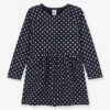 Robe à Pois Manches Longues Enfant Molleton PETIT BATEAU Marine - Petit Bateau