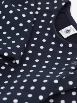 Robe à Pois Manches Longues Enfant Molleton PETIT BATEAU Marine - Petit Bateau -Petite Modeuse robe a pois manches longues enfant molleton petit bateau 2