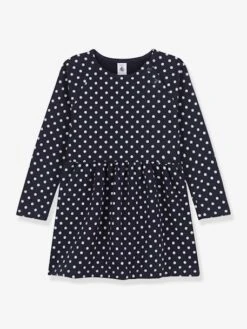 Robe à Pois Manches Longues Enfant Molleton PETIT BATEAU Marine - Petit Bateau