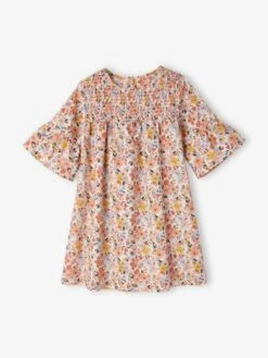 Robe à Smocks Motifs Fleurs Fille Rose Imprimé - Vertbaudet -Petite Modeuse robe a smocks motifs fleurs fille 2