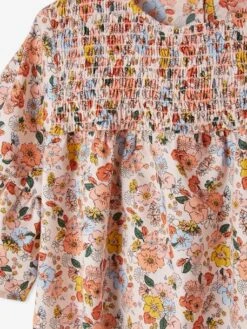 Robe à Smocks Motifs Fleurs Fille Rose Imprimé - Vertbaudet -Petite Modeuse robe a smocks motifs fleurs fille 4