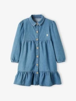 Robe à Volant En Denim Fille Stone - Vertbaudet -Petite Modeuse robe a volant en denim fille 2