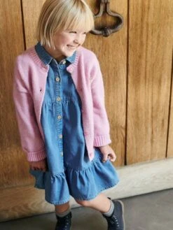 Robe à Volant En Denim Fille Stone - Vertbaudet