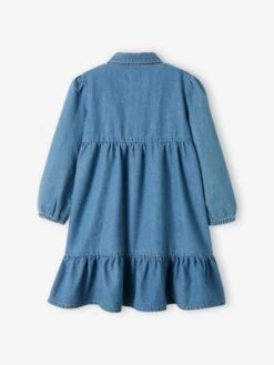 Robe à Volant En Denim Fille Stone - Vertbaudet -Petite Modeuse robe a volant en denim fille 3