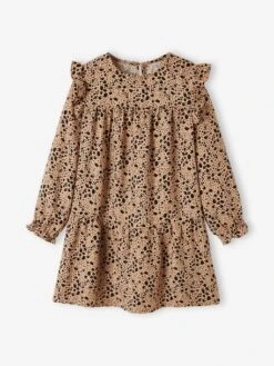 Robe à Volants Imprimée Fleurs Fille Vert Imprimé - Vertbaudet