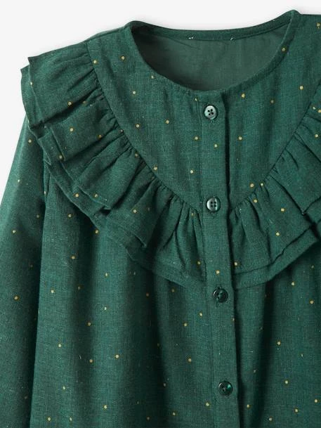 Robe à Volants Motifs Pois Irisés Fille Vert Imprimé - Vertbaudet 3 Robe à Volants Motifs Pois Irisés Fille Vert Imprimé - Vertbaudet – Image 3