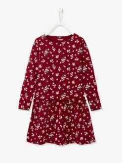 Robe Basics Imprimée Fille Manches Longues Encre Imprimé - Vertbaudet