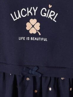 Robe Bi-matière à Capuche Fille Bleu - Vertbaudet -Petite Modeuse robe bi matiere a capuche fille 2