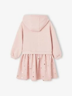 Robe Bi-matière à Capuche Fille Bleu - Vertbaudet -Petite Modeuse robe bi matiere a capuche fille 4