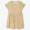 Robe Boutonnée à Fleurs Fille écru - Vertbaudet