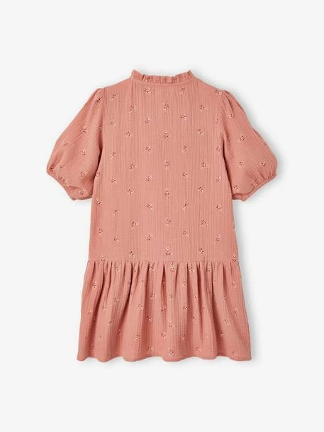 Robe Boutonnée En Gaze De Coton Fille Manches 3/4 Moutarde - Vertbaudet 2 Robe Boutonnée En Gaze De Coton Fille Manches 3/4 Moutarde - Vertbaudet – Image 2