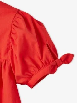 Robe Boutonnée En Popeline Fille Rouge écarlate - Vertbaudet -Petite Modeuse robe boutonnee en popeline fille 3