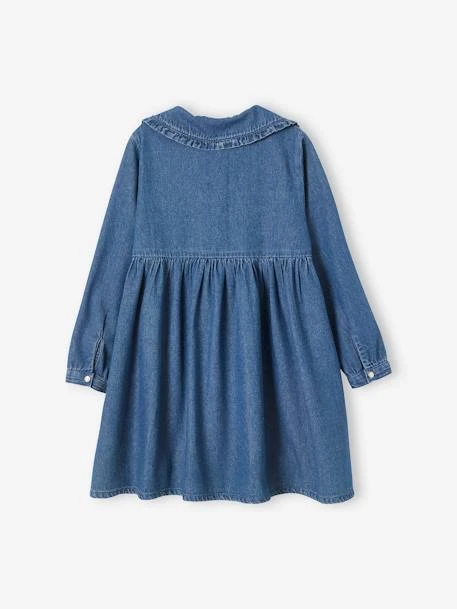 Robe Col Claudine En Denim Fille Denim Brut - Vertbaudet 2 Robe Col Claudine En Denim Fille Denim Brut - Vertbaudet – Image 2