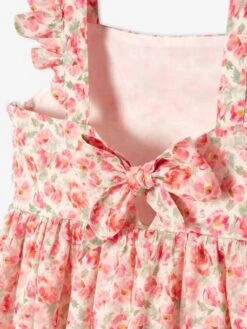 Robe De Cérémonie à Fleurs Fille Bretelles Volantées Ivoire Imprimé - Vertbaudet -Petite Modeuse robe de ceremonie a fleurs fille bretelles volantees 4