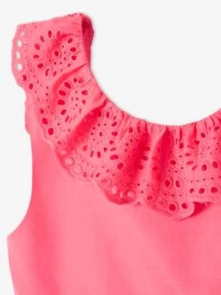 Robe De Cérémonie Détails Broderie Anglaise Fille Rose - Vertbaudet -Petite Modeuse robe de ceremonie details broderie anglaise fille 3