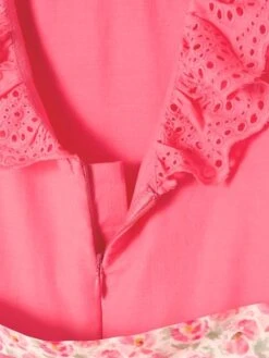 Robe De Cérémonie Détails Broderie Anglaise Fille Rose - Vertbaudet -Petite Modeuse robe de ceremonie details broderie anglaise fille 4