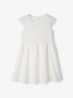 Robe De Cérémonie Effet 2 En 1 Superposition En Macramé Fille Ivoire - Vertbaudet -Petite Modeuse robe de ceremonie effet 2 en 1 superposition en macrame fille 5