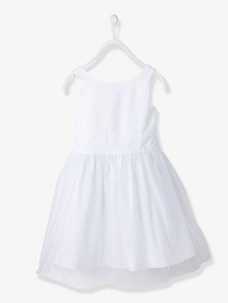 Robe De Cérémonie Fille En Satin Et Tulle Rose Poudré - Vertbaudet 2 Robe De Cérémonie Fille En Satin Et Tulle Rose Poudré - Vertbaudet – Image 2