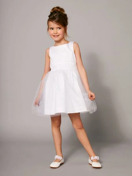 Robe De Cérémonie Fille En Satin Et Tulle Rose Poudré - Vertbaudet 1 Robe De Cérémonie Fille En Satin Et Tulle Rose Poudré - Vertbaudet