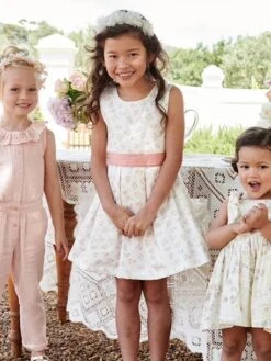 Robe De Cérémonie Fille Motifs Fleurs écru - Vertbaudet
