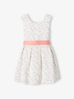 Robe De Cérémonie Fille Motifs Fleurs écru - Vertbaudet -Petite Modeuse robe de ceremonie fille motifs fleurs 3