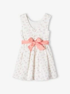 Robe De Cérémonie Fille Motifs Fleurs écru - Vertbaudet -Petite Modeuse robe de ceremonie fille motifs fleurs 4