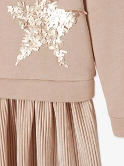 Robe De Fête Bi-matière Fille Motifs En Sequins Rose - Vertbaudet -Petite Modeuse robe de fete bi matiere fille motifs en sequins 2