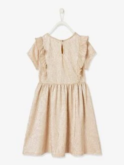 Robe De Fête En Tissu Lamé Fantaisie Fille Beige Irisé - Vertbaudet -Petite Modeuse robe de fete en tissu lame fantaisie fille 2