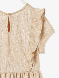 Robe De Fête En Tissu Lamé Fantaisie Fille Beige Irisé - Vertbaudet -Petite Modeuse robe de fete en tissu lame fantaisie fille 3