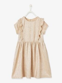 Robe De Fête En Tissu Lamé Fantaisie Fille Beige Irisé - Vertbaudet -Petite Modeuse robe de fete en tissu lame fantaisie fille 4