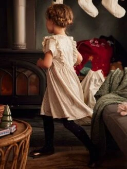 Robe De Fête En Tissu Lamé Fantaisie Fille Beige Irisé - Vertbaudet -Petite Modeuse robe de fete en tissu lame fantaisie fille 5