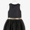 Robe De Fête Fille En Satin Et Tulle Irisé Noir - Vertbaudet