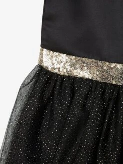 Robe De Fête Fille En Satin Et Tulle Irisé Noir - Vertbaudet -Petite Modeuse robe de fete fille en satin et tulle irise 2