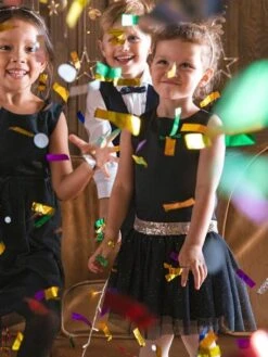 Robe De Fête Fille En Satin Et Tulle Irisé Noir - Vertbaudet -Petite Modeuse robe de fete fille en satin et tulle irise 3