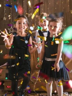 Robe De Fête Fille En Satin Et Tulle Irisé Noir - Vertbaudet -Petite Modeuse robe de fete fille en satin et tulle irise 5