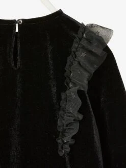Robe De Fête Fille En Velours Lisse Noir - Vertbaudet -Petite Modeuse robe de fete fille en velours lisse 2