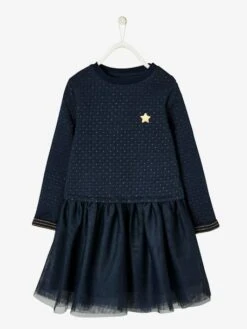 Robe De Noël Fille Bi-matière Encre - Vertbaudet