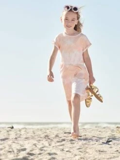 Robe Effet "tie & Dye" Fille Jaune / Rose - Vertbaudet