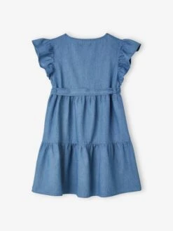 Robe En Denim Léger Effet Portefeuille Fille Stone - Vertbaudet -Petite Modeuse robe en denim leger effet portefeuille fille 2