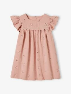 Robe En Gaze De Coton Brodée Fleurs Fille Bleu Pâle - Vertbaudet -Petite Modeuse robe en gaze de coton brodee fleurs fille 5