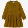 Robe En Gaze De Coton Col Montant Fille CYRILLUS Marron - Cyrillus