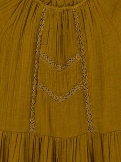 Robe En Gaze De Coton Col Montant Fille CYRILLUS Marron - Cyrillus -Petite Modeuse robe en gaze de coton col montant fille cyrillus 2